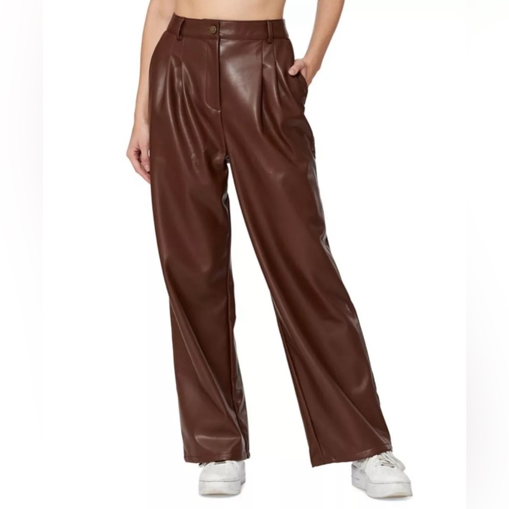 BAR III x Sofia Richie Pleated Faux-Leather Pants 4